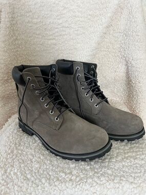 Timberland Men's Grey Suede Nubuck Lace-Up Work Boots - Size 12